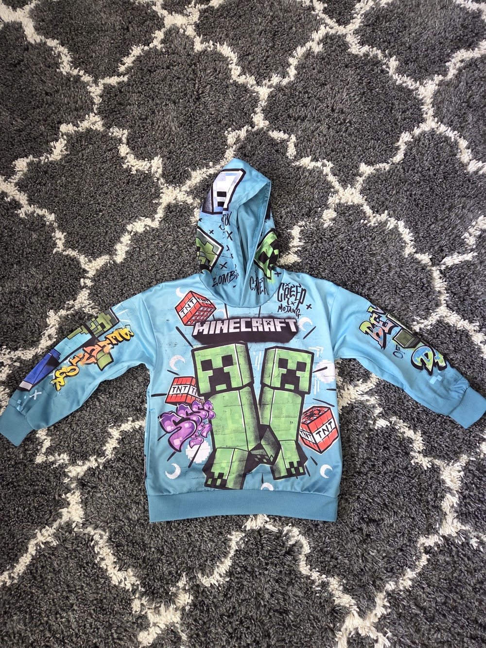 Kids' Minecraft Blue Creeper Graphic Hoodie
